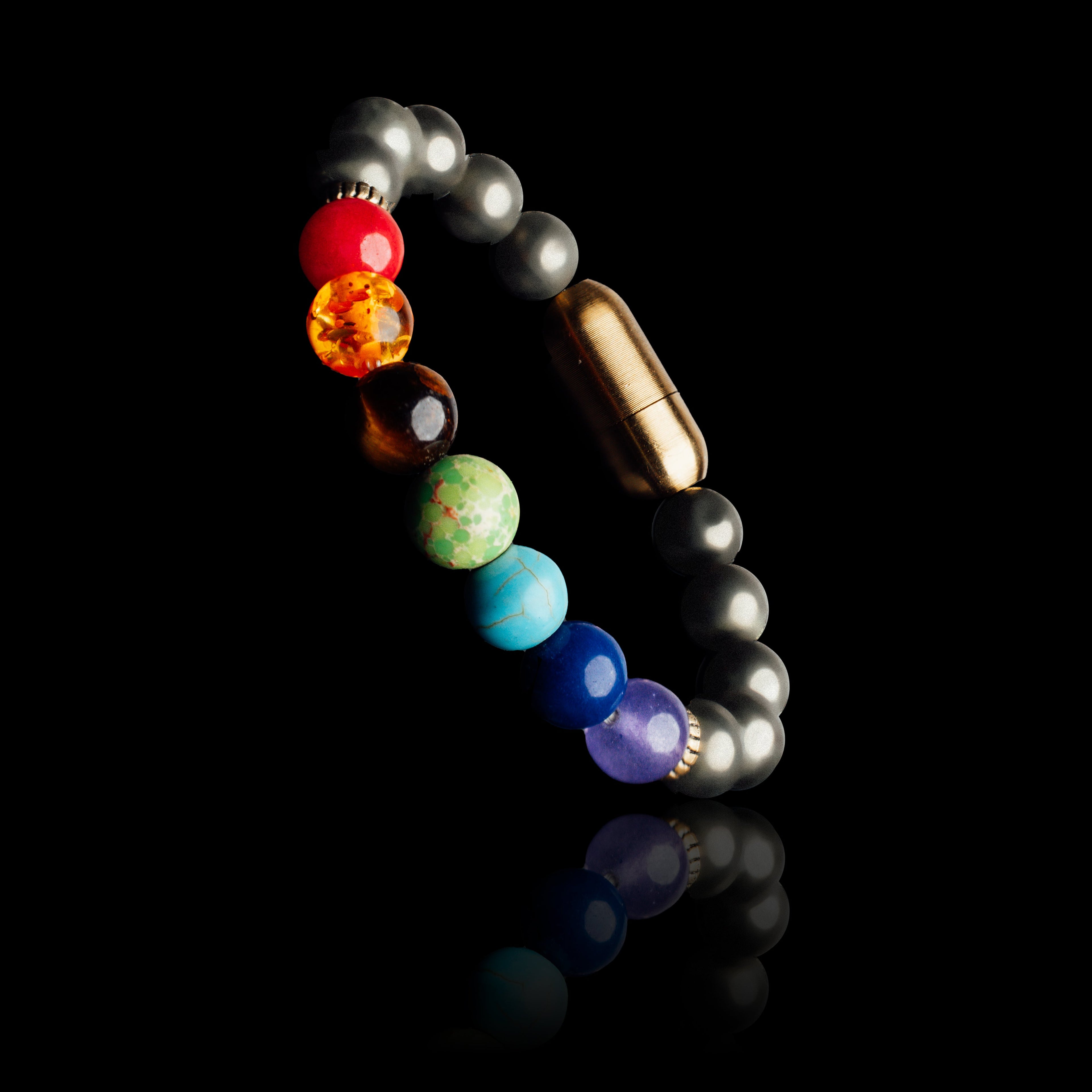 7 CHAKRA HEALING BRACELET WITH PYRITE (PERSONALISED)