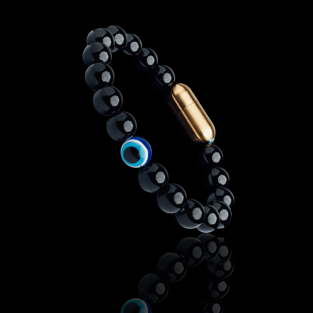 BLACK ONYX EVIL EYE BRACELET (PERSONALISED)