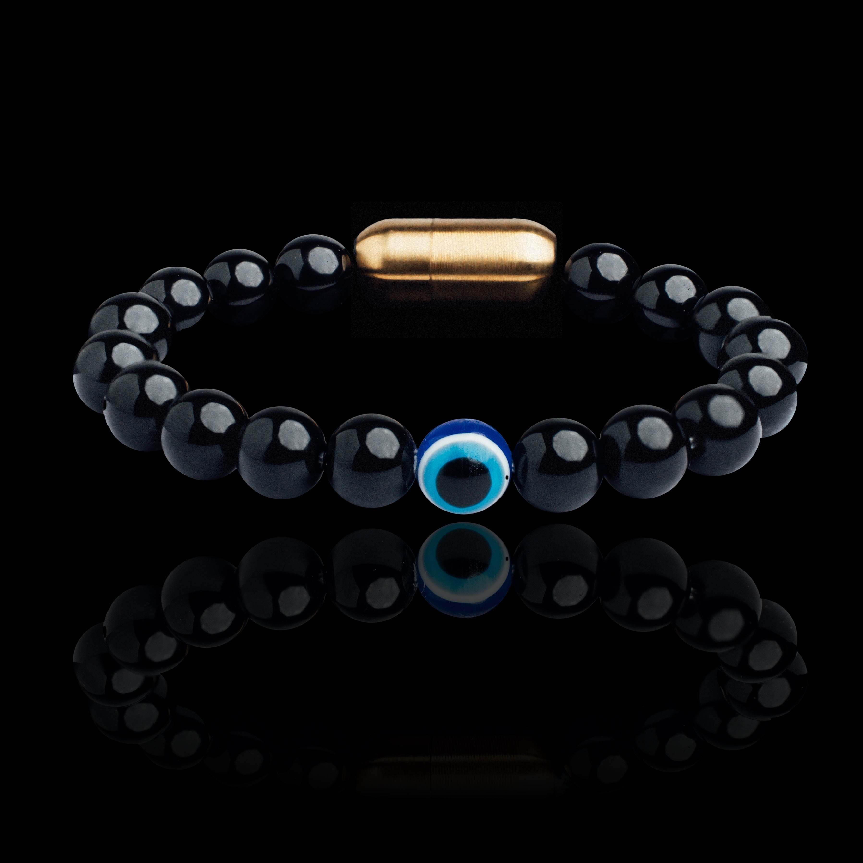 BLACK ONYX EVIL EYE BRACELET (PERSONALISED)