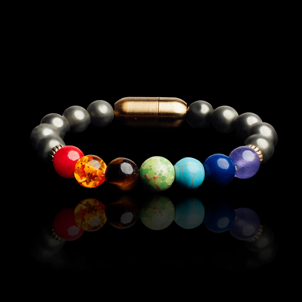 7 CHAKRA HEALING BRACELET WITH PYRITE (PERSONALISED)