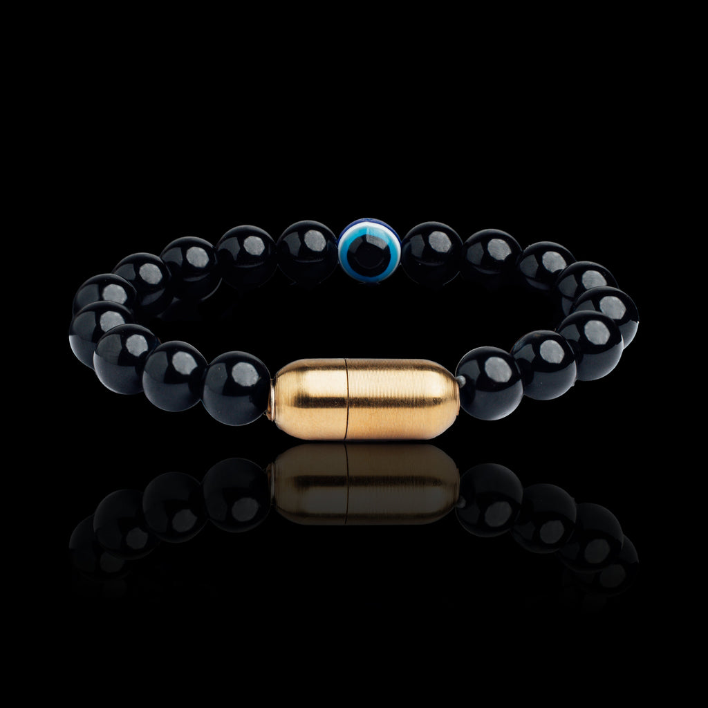 BLACK ONYX EVIL EYE BRACELET (PERSONALISED)