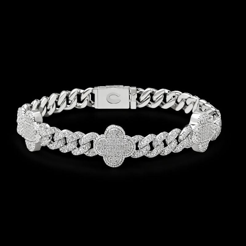 ICED CLOVER CUBAN LINK BRACELET