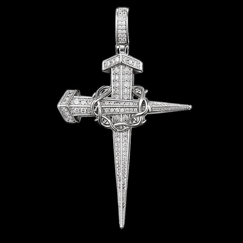 ICED DAGGER CROSS PENDANT