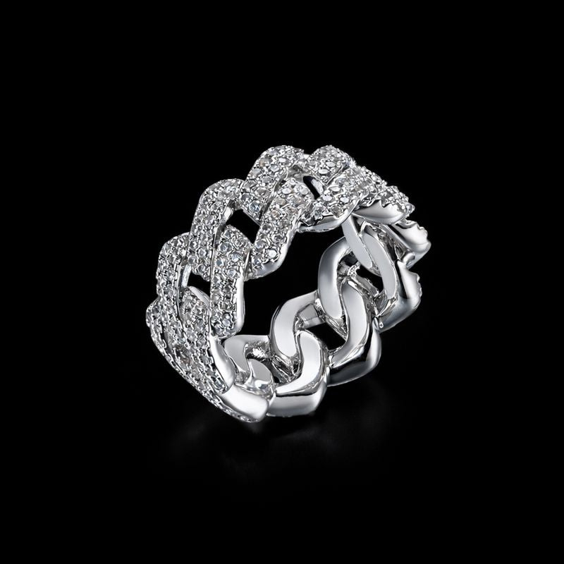 ICED CUBAN LINK RING