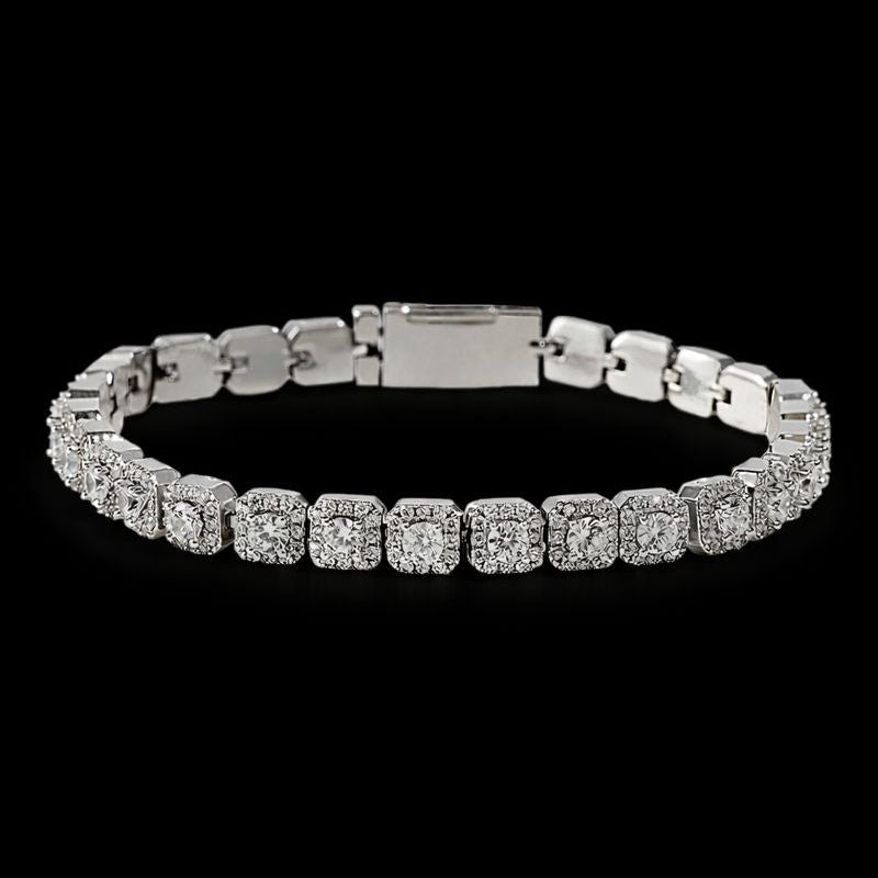 ICED SQUARE CLUSTER TENNIS BRACELET
