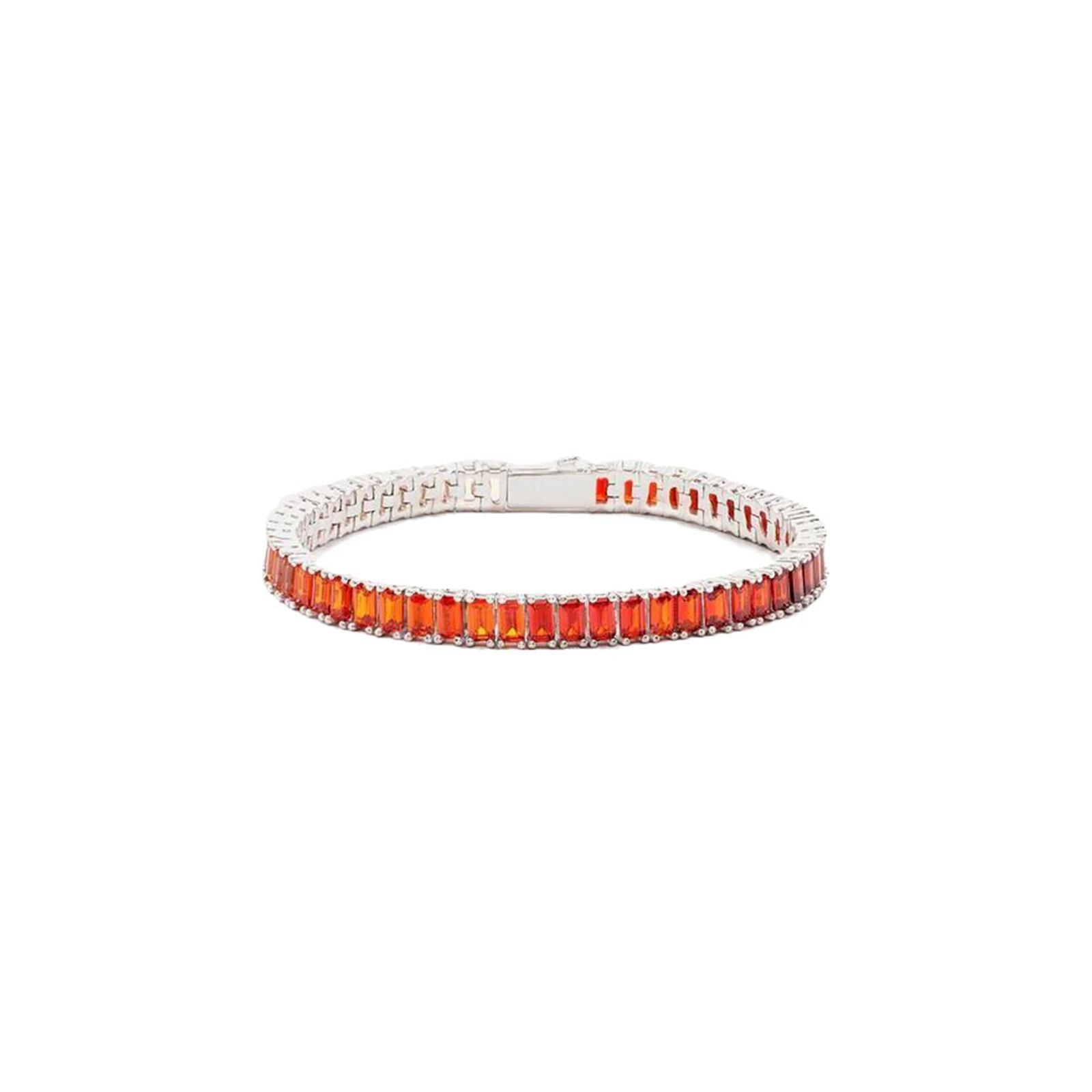ICED BAGUETTE TENNIS BRACELET (RUBY RED)