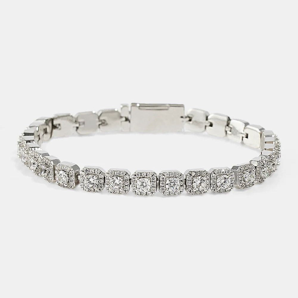 ICED SQUARE CLUSTER TENNIS BRACELET