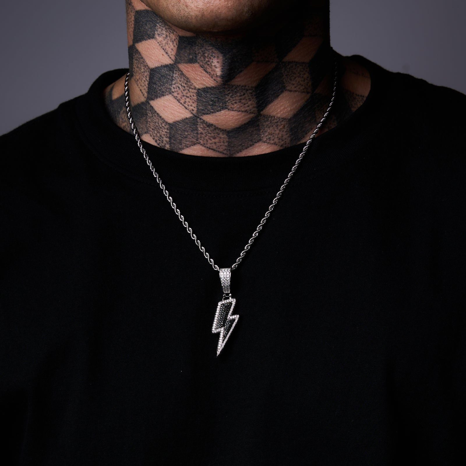 ICED LIGHTNING BOLT PENDANT