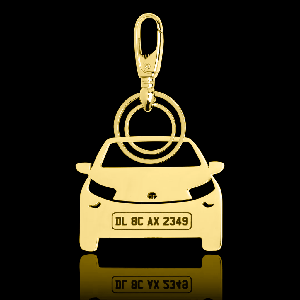 Personalised Gold Plated Car Keychain