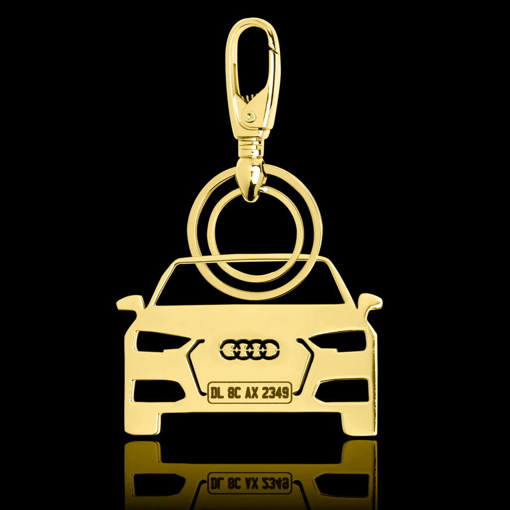 Personalised Gold Plated Car Keychain