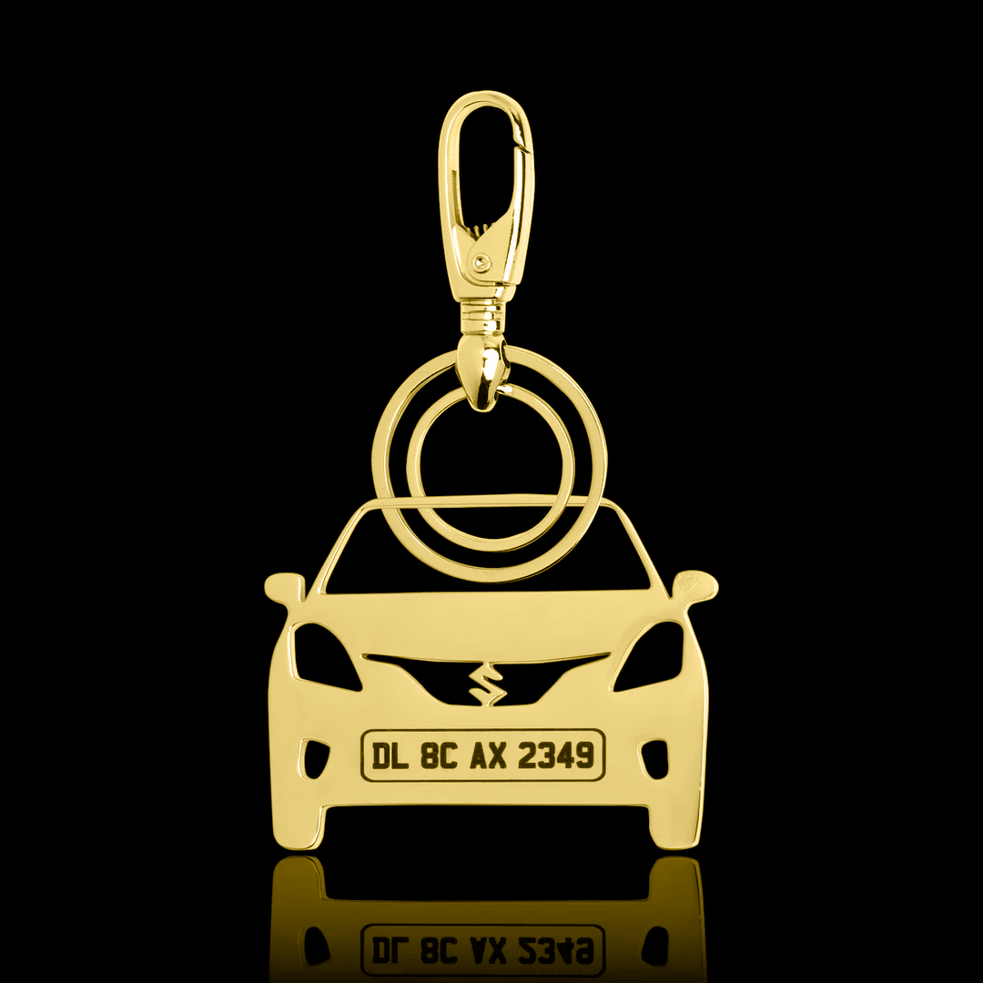 Personalised Gold Plated Car Keychain