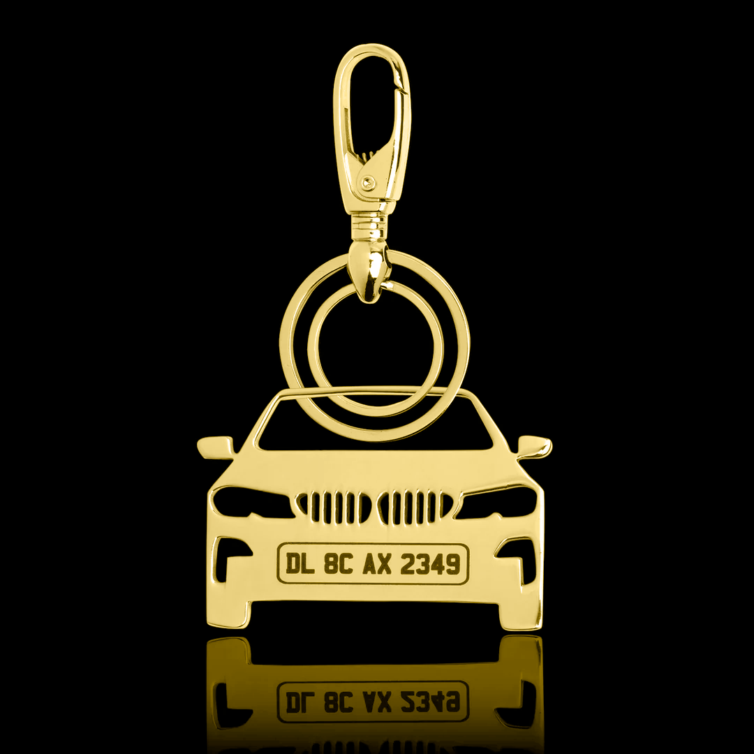 Personalised Gold Plated Car Keychain