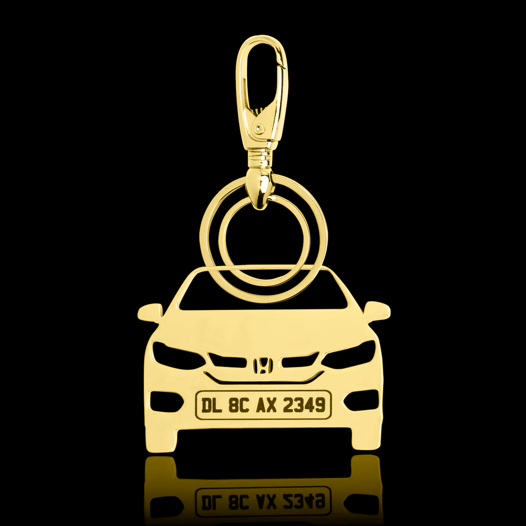 Personalised Gold Plated Car Keychain