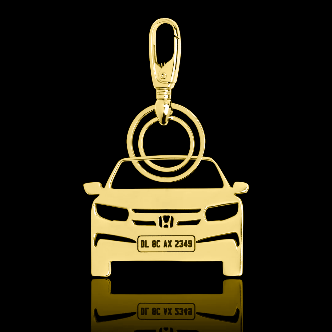 Personalised Gold Plated Car Keychain