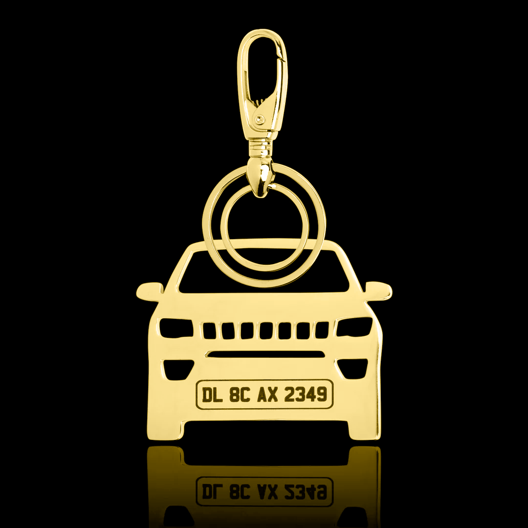Personalised Gold Plated Car Keychain