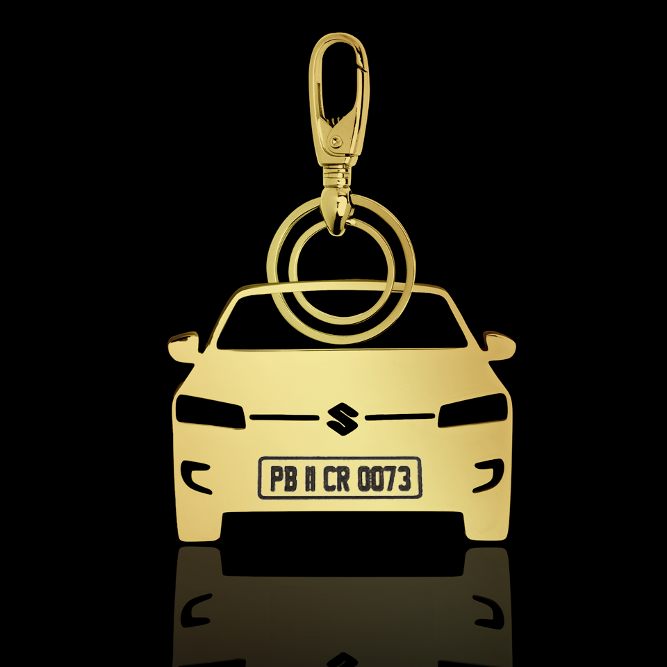 Personalised Gold Plated Car Keychain