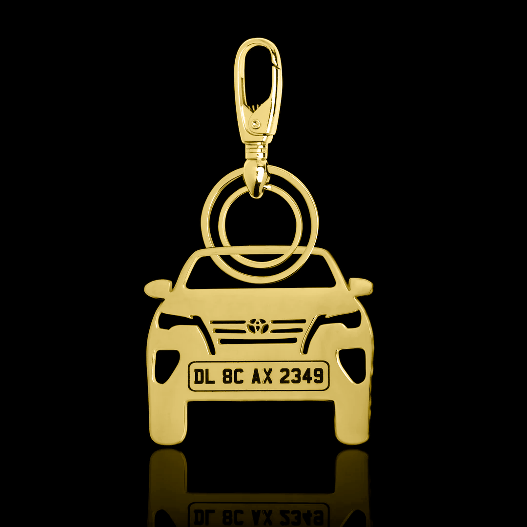 Personalised Gold Plated Car Keychain