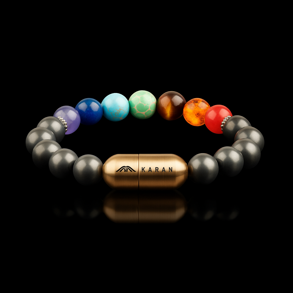 7 CHAKRA HEALING BRACELET WITH PYRITE (PERSONALISED)