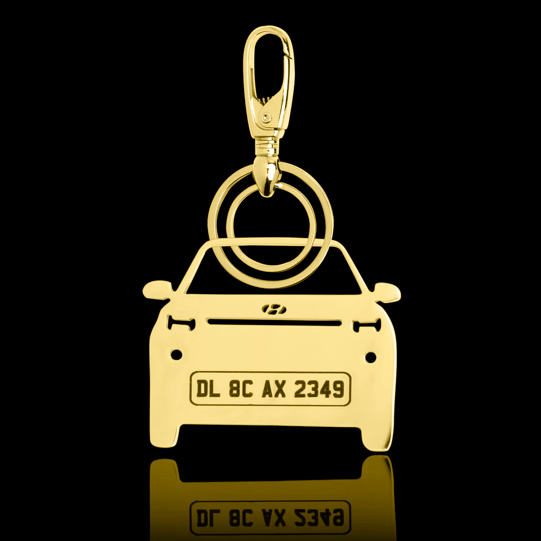 Personalised Gold Plated Car Keychain