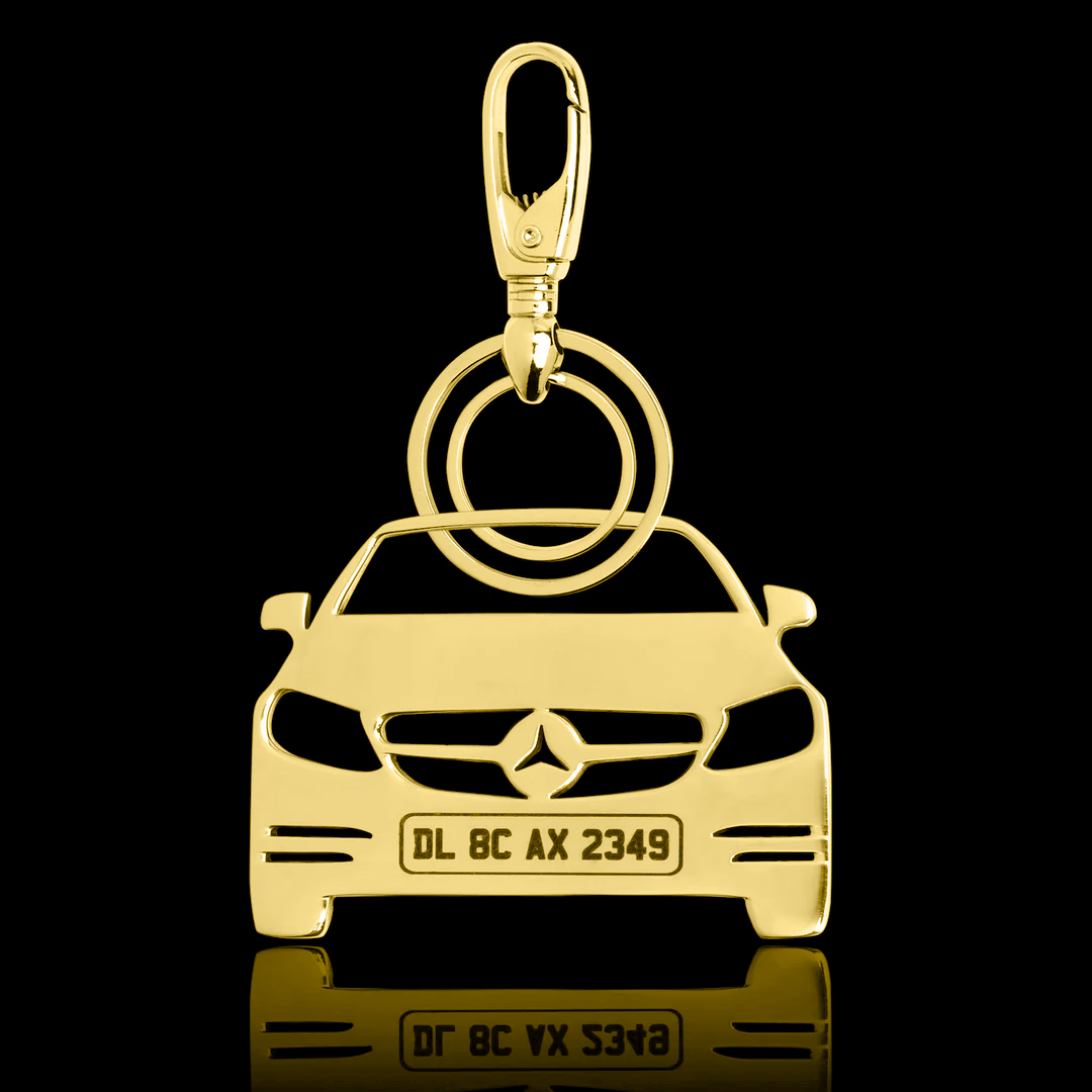 Personalised Gold Plated Car Keychain