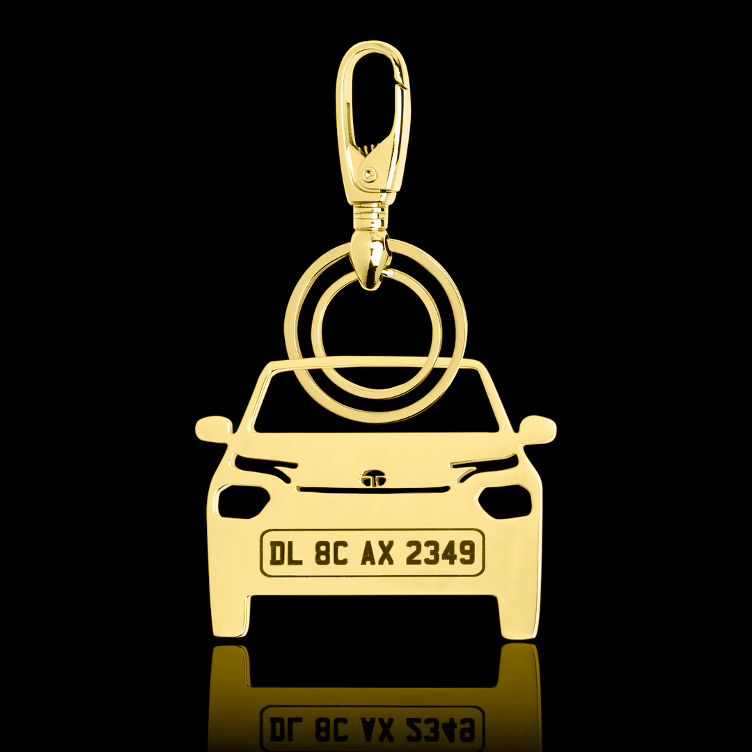 Personalised Gold Plated Car Keychain