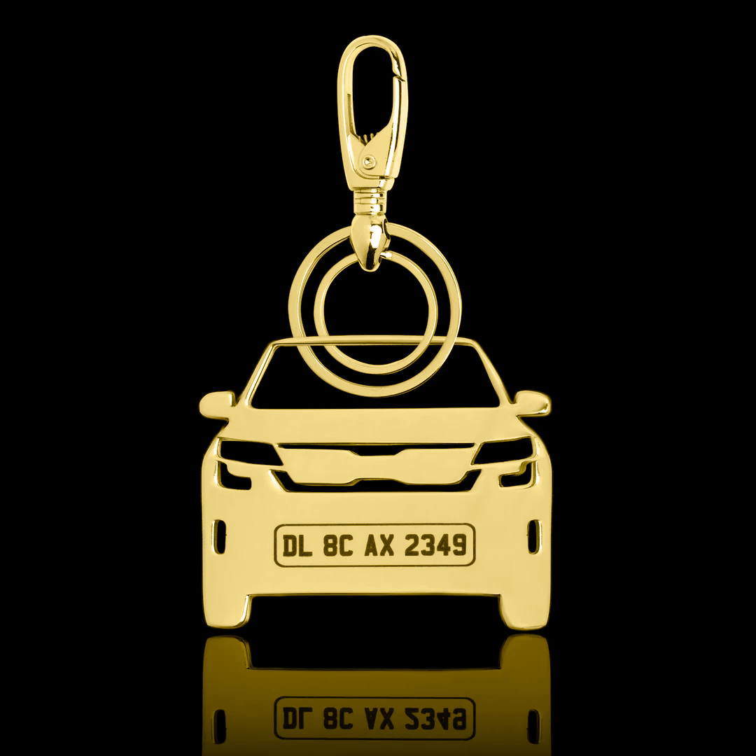 Personalised Gold Plated Car Keychain