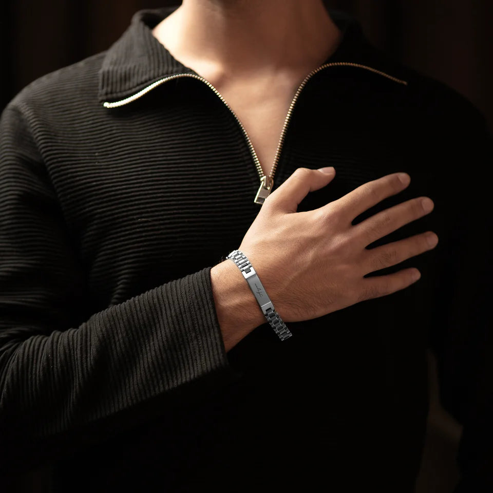 Personalised Stark Silver Bracelet